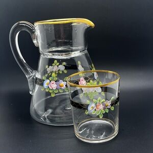 Vintage Flower Design Bedside 2 Piece Carafe
Set with Tumbler
